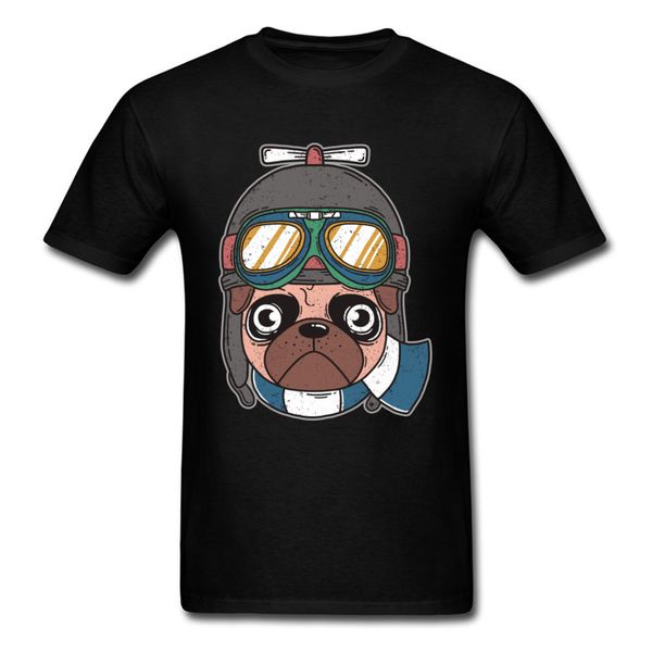 

funny print t shirt captain pug casual shirts pure cotton mens plus size diving dog t-shirt drop shipping