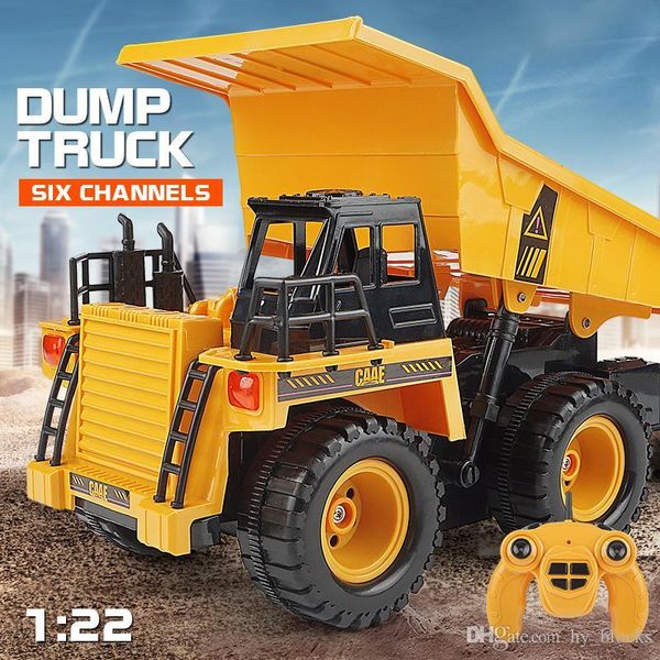 

6 channel 2.4g simulation rc car engineering truck remote control dump truck electric alloy car model boys birthday gift kids toys