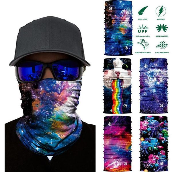 Galaxy 3D Imprimir seamle Balaclava Scarf Neck Warmer Neck Gaiter cobrir metade do rosto cabeça Bandanas Escudo Headband Headwear Homens Mulheres