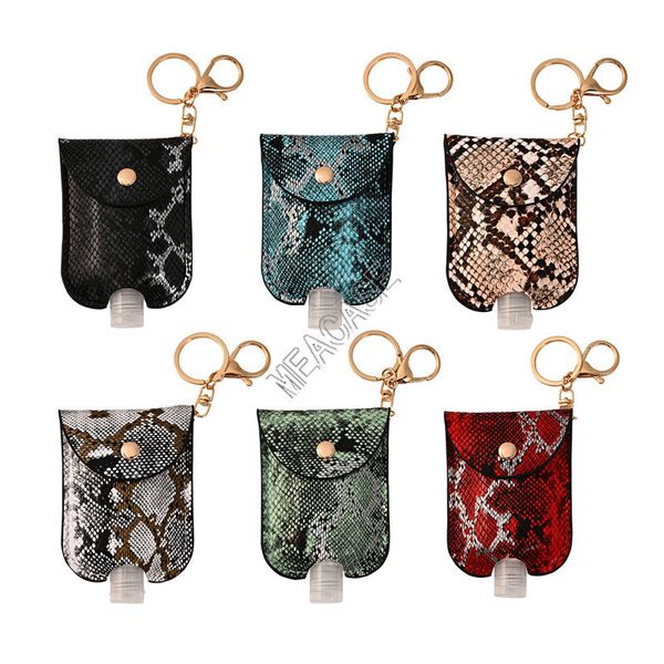 

hand sanitizer holder cover keychains bags leopard snake print 30ml hand sanitizer bottle student schoolbag keychain leather case sale d9111, Blue