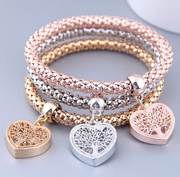 

popular european and american bracelets fashionable stretch bracelet creative tree of life crystal set with diamond pendant bracelet, Golden;silver