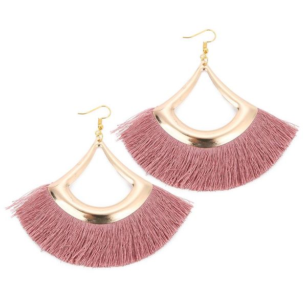 

Mayforest Bohemian Tassels Dangle Drop Earrings For Women Fan Round Shaped Cotton Handmade Fringed Earrings Ethnic Indian Jewelry