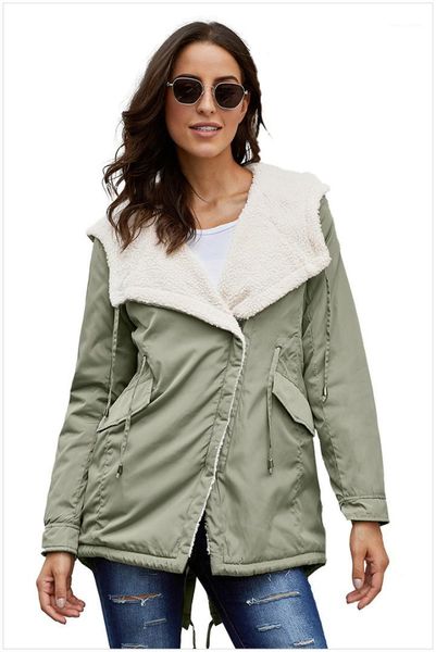 

designer jackets fashion loose pocket panelled womens hooded jackets casual warm females clothing solid color womens, Black;brown