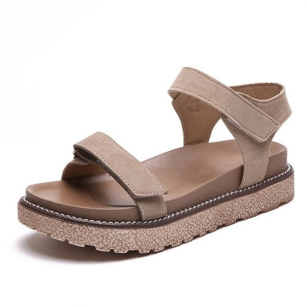 

women's sandals khaki sue roman thick sole comfortable casual beach shoes, Black