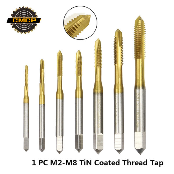 

1pc hss m2/m2.5/m3/m3.5/m4/m5/m6/m8 screw tap titanium coating tap drill metric hand straight flute thread