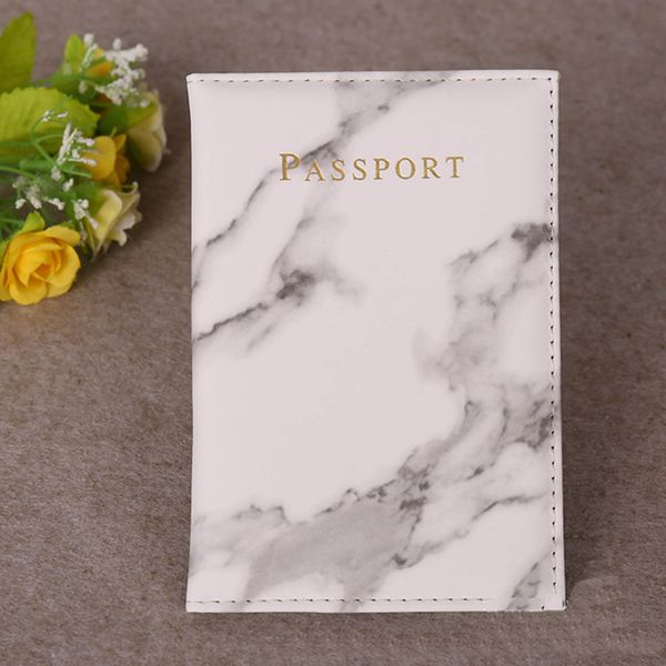 

vintage marble passport holder id cover travel accessories portable bank card passport women men business pu leather wallet cases, Brown;gray