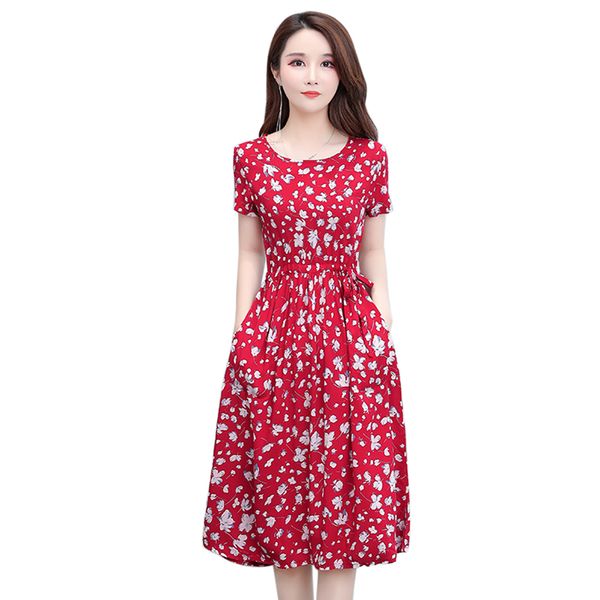 

women's casual short sleeve o-neck print dress plus size 4xl summer dress, Black;gray