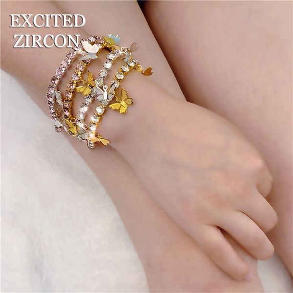 

excited zircon bohemian woman's bling rhinestone butterfly bracelet fashion luxury exquisite bracelet jewelry accessories, Black