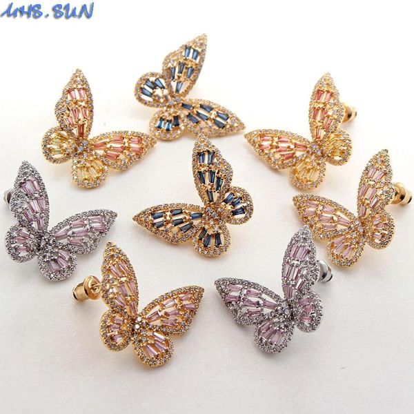 

stud mhs.sun est charming zircon butterfly earrings for women exaggeration party jewelry gold/silver color 1pair, Golden;silver
