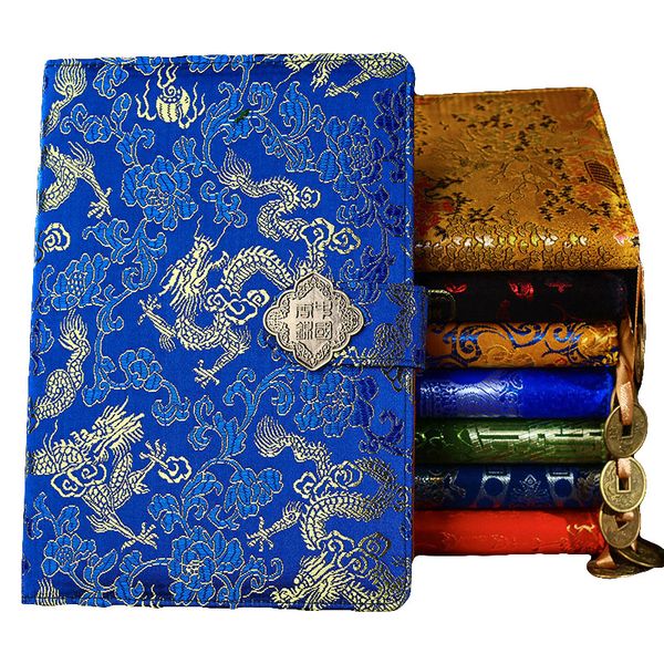 

notepads 50 sheets classic chinese style carved notebook creative dragon brocade notepad fashion business gift, Purple;pink