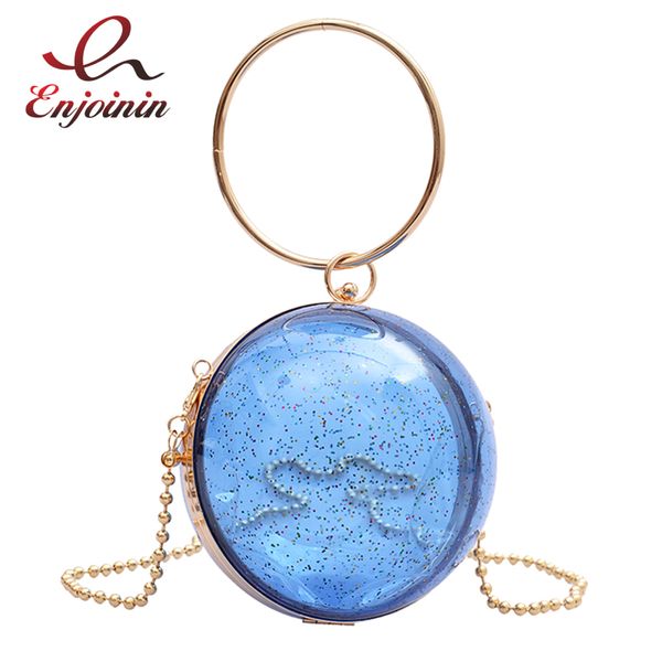 

round clear sequins plastic fashion women party totes purses and handbags crossbody bag ladies shoulder chain bags designer bags