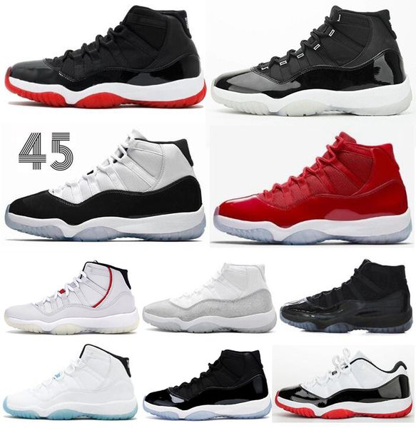 

new jumpman 11 11s concord 25th anniversary bred space jam basketball shoes men xi cap and gown gym red metallic silver sport sneakers
