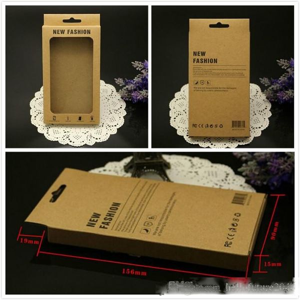 

155*90*15mm new fashion brown kraft paper retail package box for iphone 6 6s leather case back cover