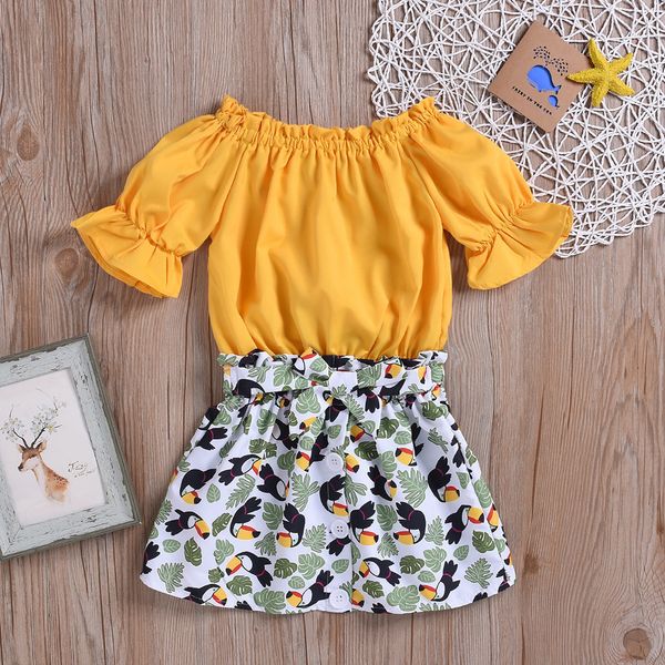 

designer fashion kids soft clothes solid short sleeve shoulder animal print shorts casual summer outfit girls out wear 622, Pink;blue