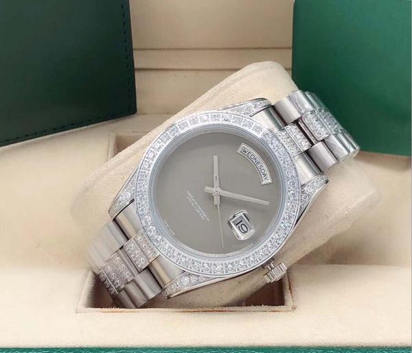 

movement quality daydate mechanical mens automatic stainless new wristwatches 41mm steel 316l diamond watches white01 luxury bswjv, Slivery;brown