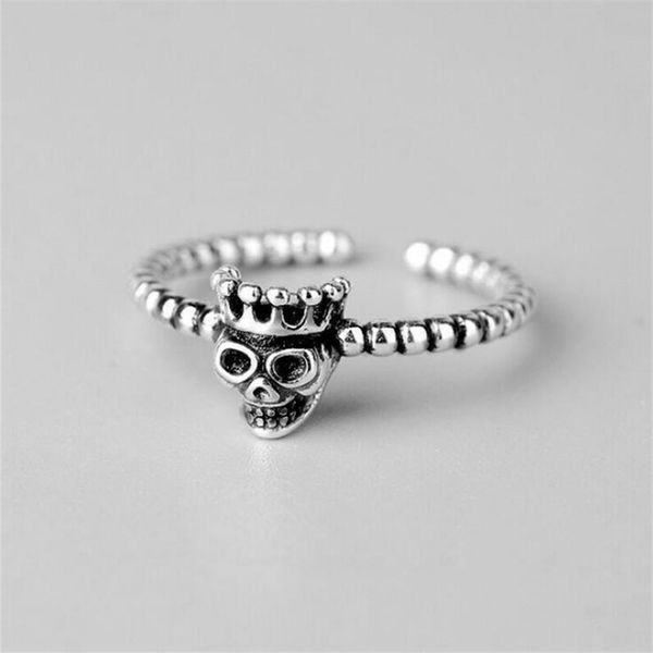 

new thai personality creative skull jewelry retro hip hop style twist exquisite opening rings, Golden;silver