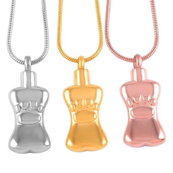 

h9075 dropshipping pet paw print&bone cremation memorial urn unscrewed necklace stainless steel pendant for women price, Silver