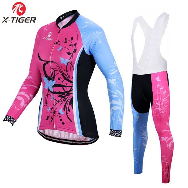 

x-tiger 2020 pro cycling clothing anti-uv mtb bicycle cycling wear racing bike clothes comfortable jersey set for women, Black;blue