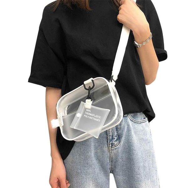 

causual pvc transparent woman crossbody bags beach shoulder bag handbag jelly small phone bags with card holder wide straps flap