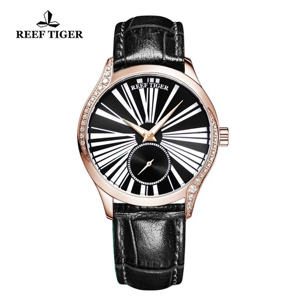 

reef tiger/rt new fashion brand rose gold watch for women luxury casual automatic watches relogio feminino rga1561, Slivery;brown