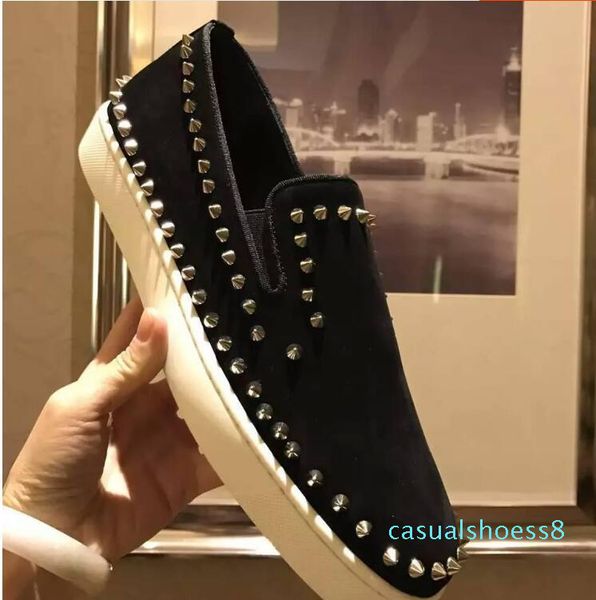 

wholesale fashion luxurious performances wedding red bottom sneaker low lous spikes sneakers rhinestone and nails size: 46-47 c86 cs07c8, Black