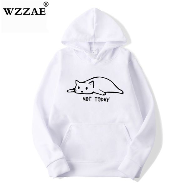 

kawaii cat hoodies men not today funny graphic sweatshirt men/women harajuku fashion sweat long sleeve sudadera mujer y0111, Black