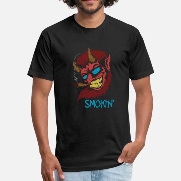 

smoking demon cigar t shirt men create 100% cotton plus size 3xl letters loose breathable summer style natural shirt