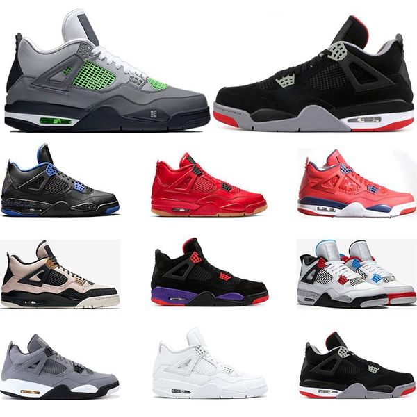 

basketball 4s 4 new men shoes bred white grey red unc mushroom denim blue 4 sports boots sneakers, Black