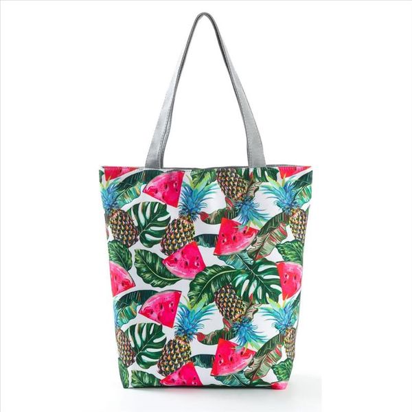 

fruit printting tote handbag women summer beach bag canvas shoulder bag for female shopping bag