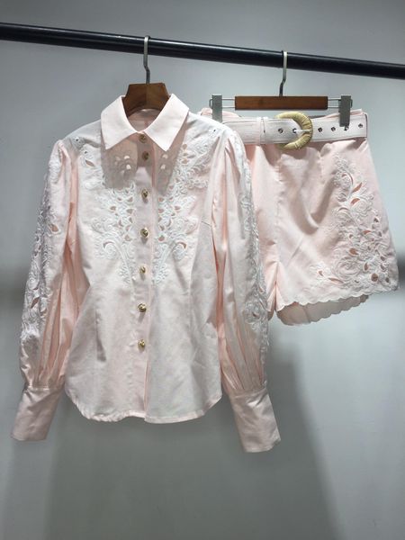 

в начале осени 2020 новый свежий и сладкий дамы костюм сквозной выдолбленные вышиванку высокой талией розовых трусах, White