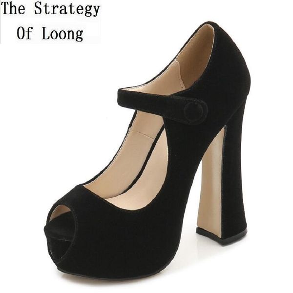 

european america style fashion thick high heels platform shallow peep toe plus size 45 46 women gladiator sandals 20200612, Black