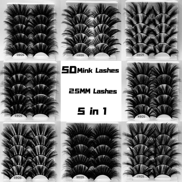 

5d 25mm handmade thick mink eyelashes natural long curly false eyelashes extension makeup mink eyelashes 5 pairs/pack 8 styles