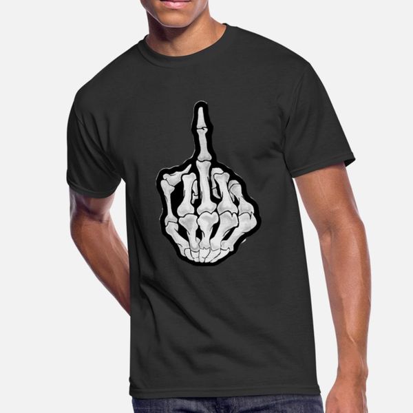 

middle finger skeleton hand t shirt men personalized tee shirt crew neck letter interesting humor summer family shirt