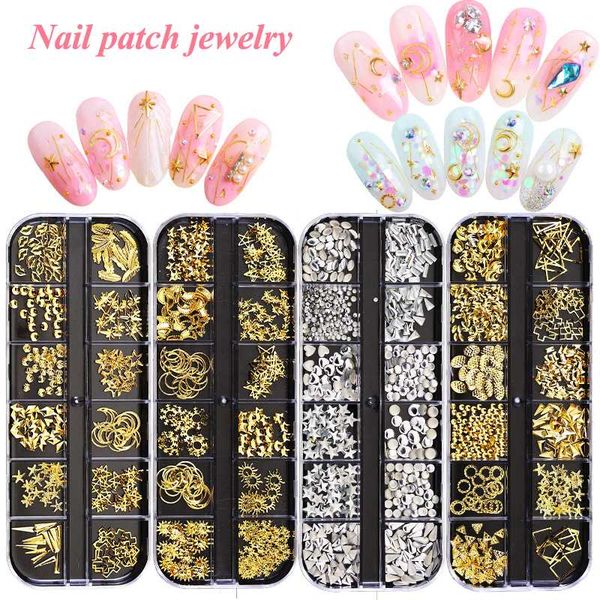 

yujia 12 boxes / set of ab crystal rhinestone diamond gem 3d glitter nail art decoration beauty 40 specifications ing, Silver;gold