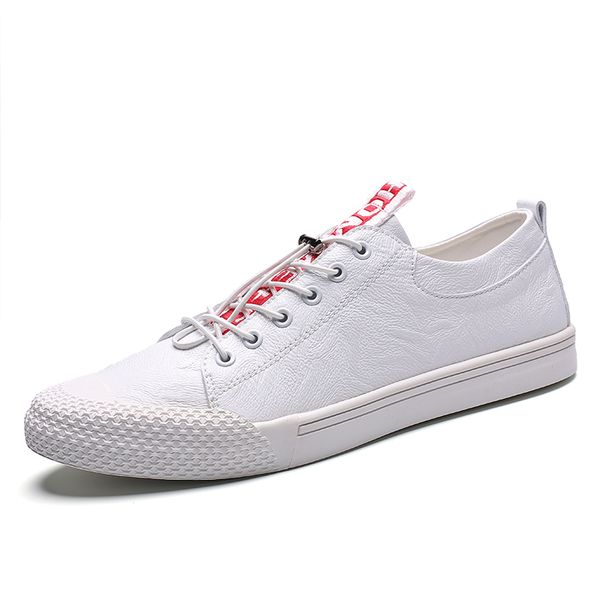 

sneakers men outdoor breathable leather walking shoes casual non slip sports shoes solid color white