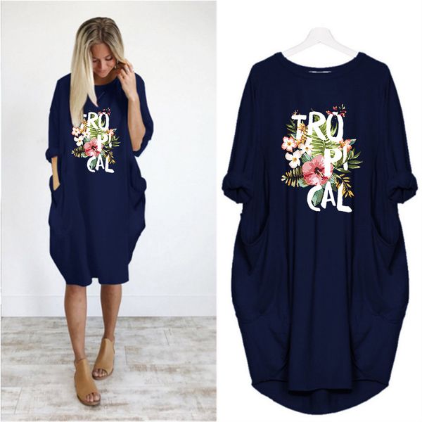 

dress fashion women's summer and autumn new trend printing women's long-sleeved t-shirt large size loose casual dress size s-5xl, Black;gray