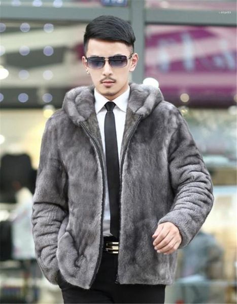 

faux fur coats winter thick long sleeve slim hooded mens clothes casual male outerwears men designer, Black