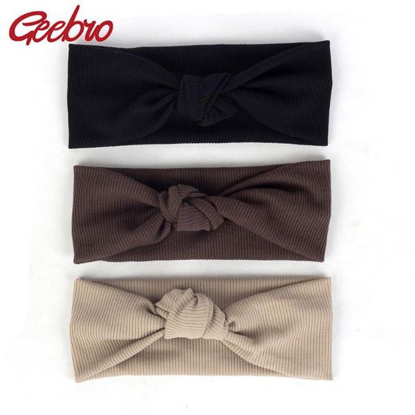 

hair accessories geebro woman summer fashion knotted cotton stretch headbands ribbed sport ladies girls yoga band