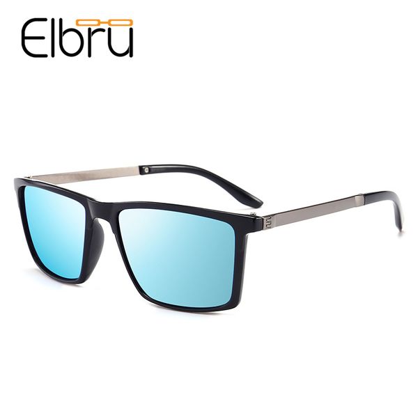 

elbru square sunglasses men polarized uv400 brand sun glasses driving night vision vintage lunette de soleil homme, White;black