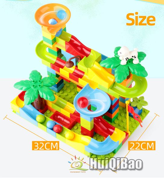 

ball kit duploed compatible for children slide funnel blocks model huiqibao building 151pcs set large toys bricks run big race yxlaon