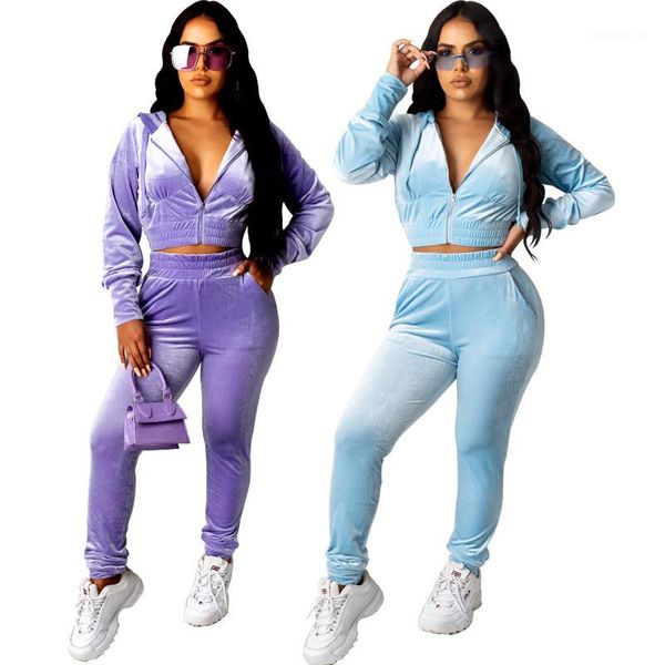 

piece set casual solid color hooded crop cardigan two piece pants new women streetwear women autumn 2, White