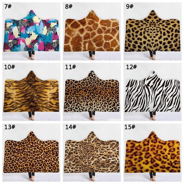 

leopard grain blanket hooded blankets zebra printed hooded cloaks baby blanket warm wrap towel outdoor travel cloak for vt0593
