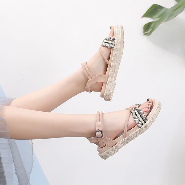 

cinessd fashion summer shoes woman sandals 2020 new platform flat sandals female open toe national style soft women shoes 43 hot, Black