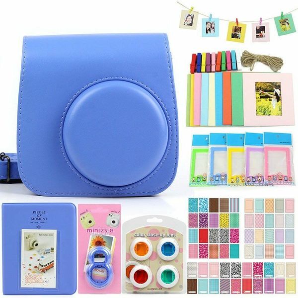 

5 color camera accssories set for instax mini 9 8 7 instant film camera, including carry bag/p /stickers/lens