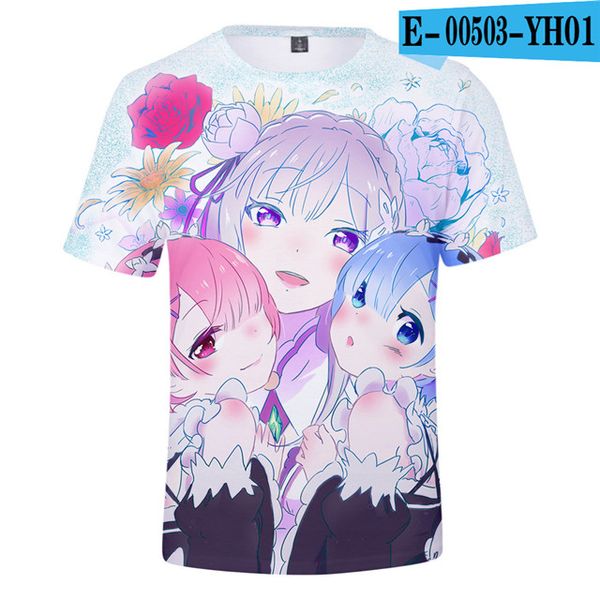 

re zero girls clothing rem and ram japanese anime 3d print shirts graphic anime oversized men clothing