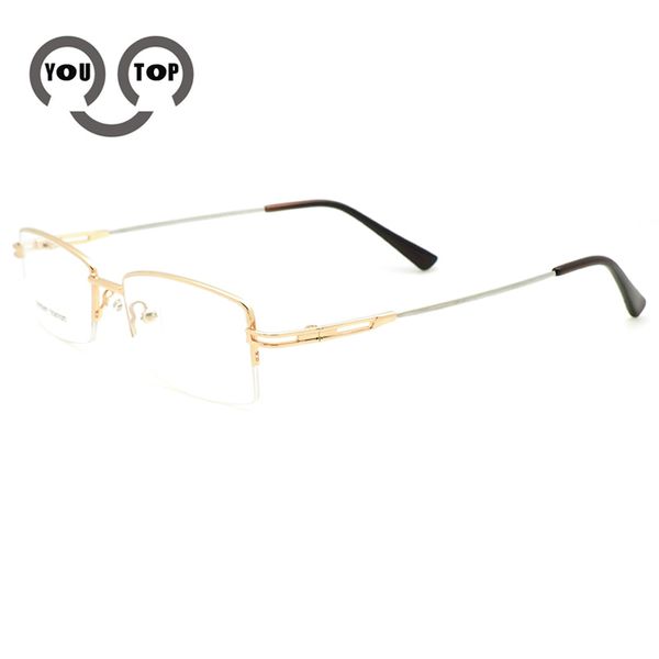 

youhalf-rim optical frames men's business square eyeglasses male's myopia eye glasses memory titanium temple eyewear 503, Black