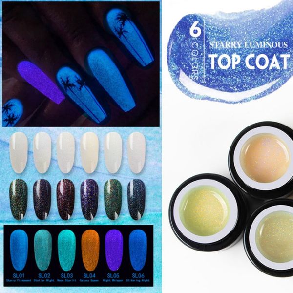 

6 colors starry luminous coat gel nail polish soak off uv led luminous lacquer diy nail art, Red;pink