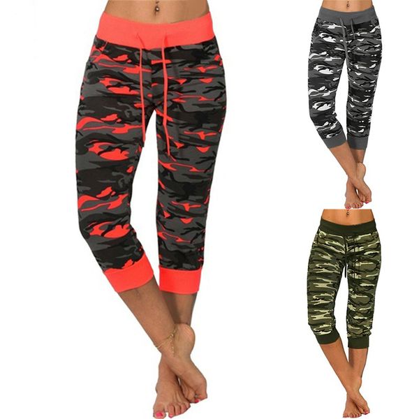 

women camouflage sweatpant printed leggings high waist fitness legging high elasticity running trousers push up yoga pants, White;red