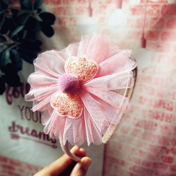 

10pcs ins fashion cute pom pom bow hair sticks solid lace floral bowknot hairbands princess headwear boutique hair accessories, Slivery;white