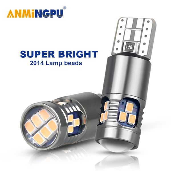 

anmingpu 2pcs signal lamp led w5w 18smd 2014chips t10 canbus led 194 168 car interior reading light dome light parking 12v